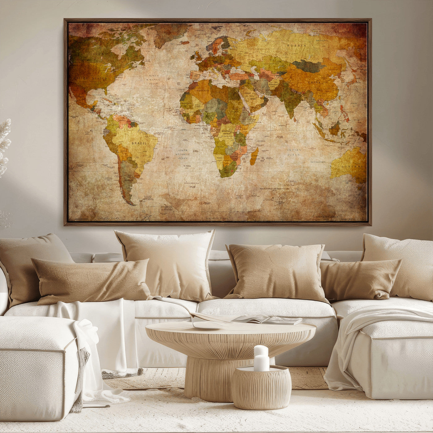 MGV-FC-36X24 - Push Pin World Map Canvas Print – Framed Wall Art for Couples to Track Their Travels – Anniversary