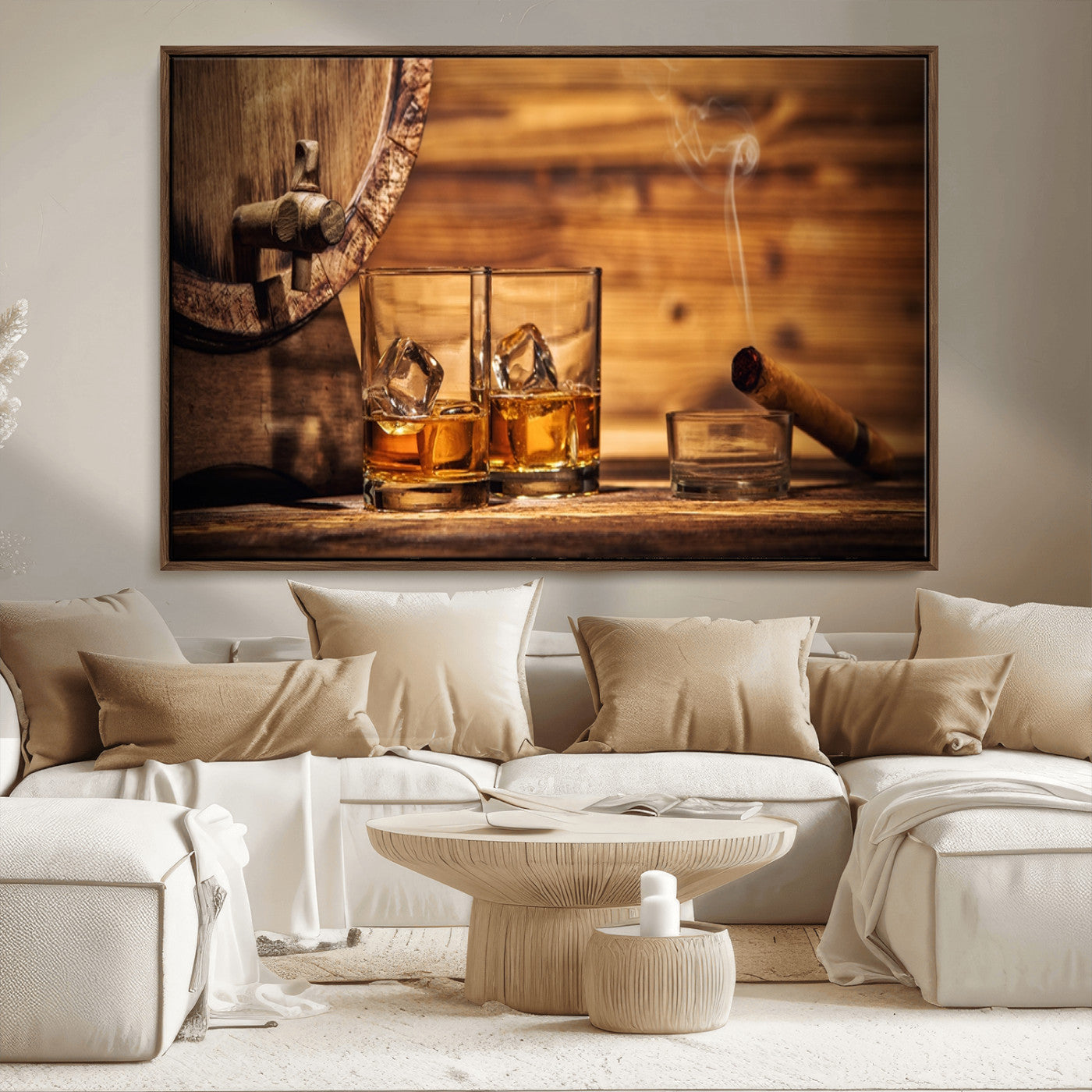 MGV-FC-36X24 - Rustic Whiskey and Barrel Canvas Print
