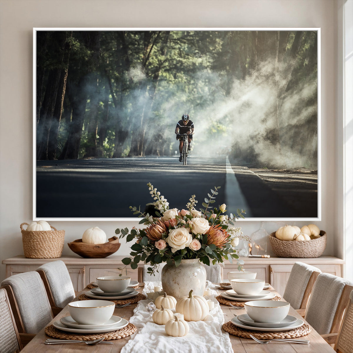 60298-MGV-CV-36X24 - Cycling Road Bike in the Morning, Cycling Road Bike Canvas Print