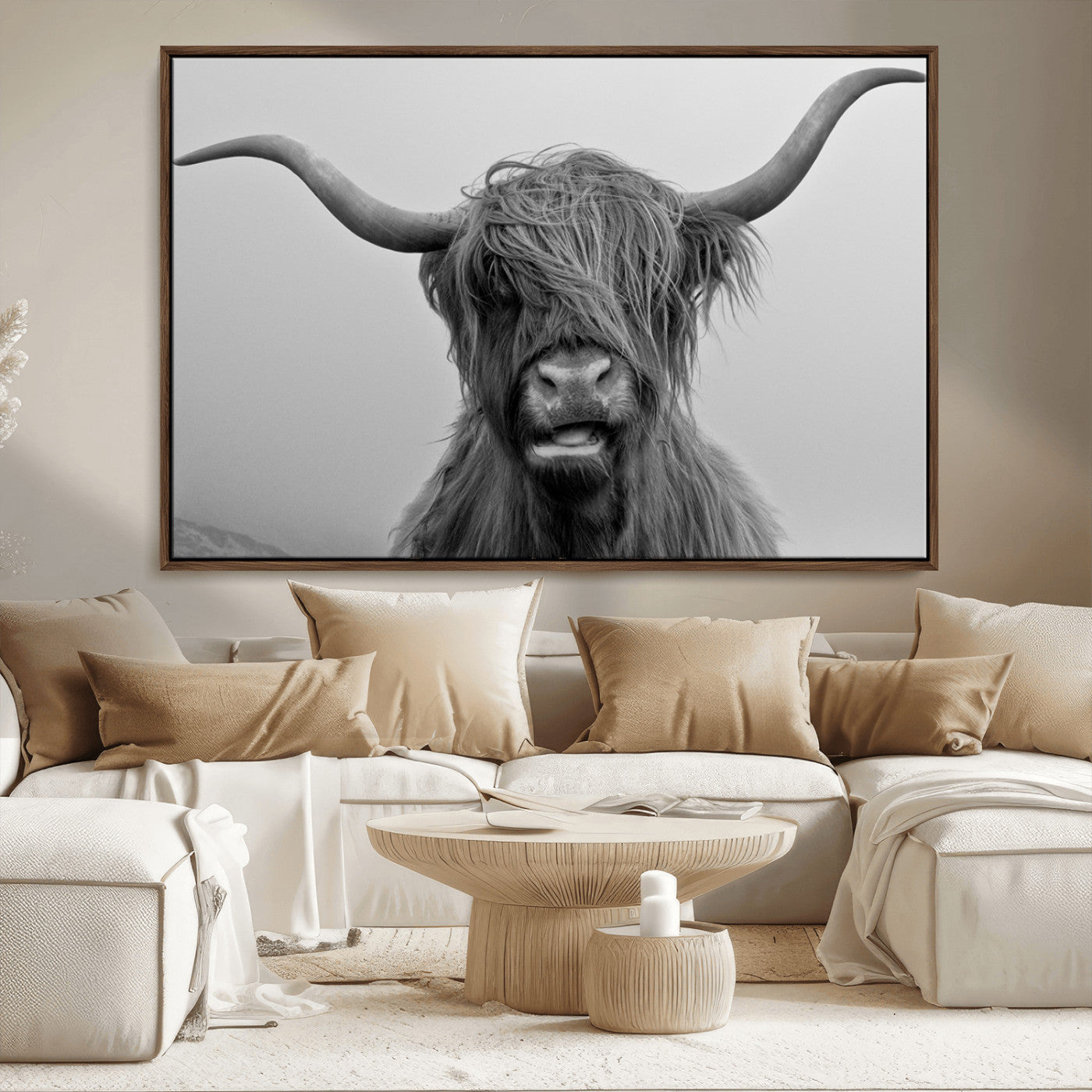 MGV-FC-36X24 - Texas Cow Wall Art Canvas, Texas Longhorn Cattle Canvas Print