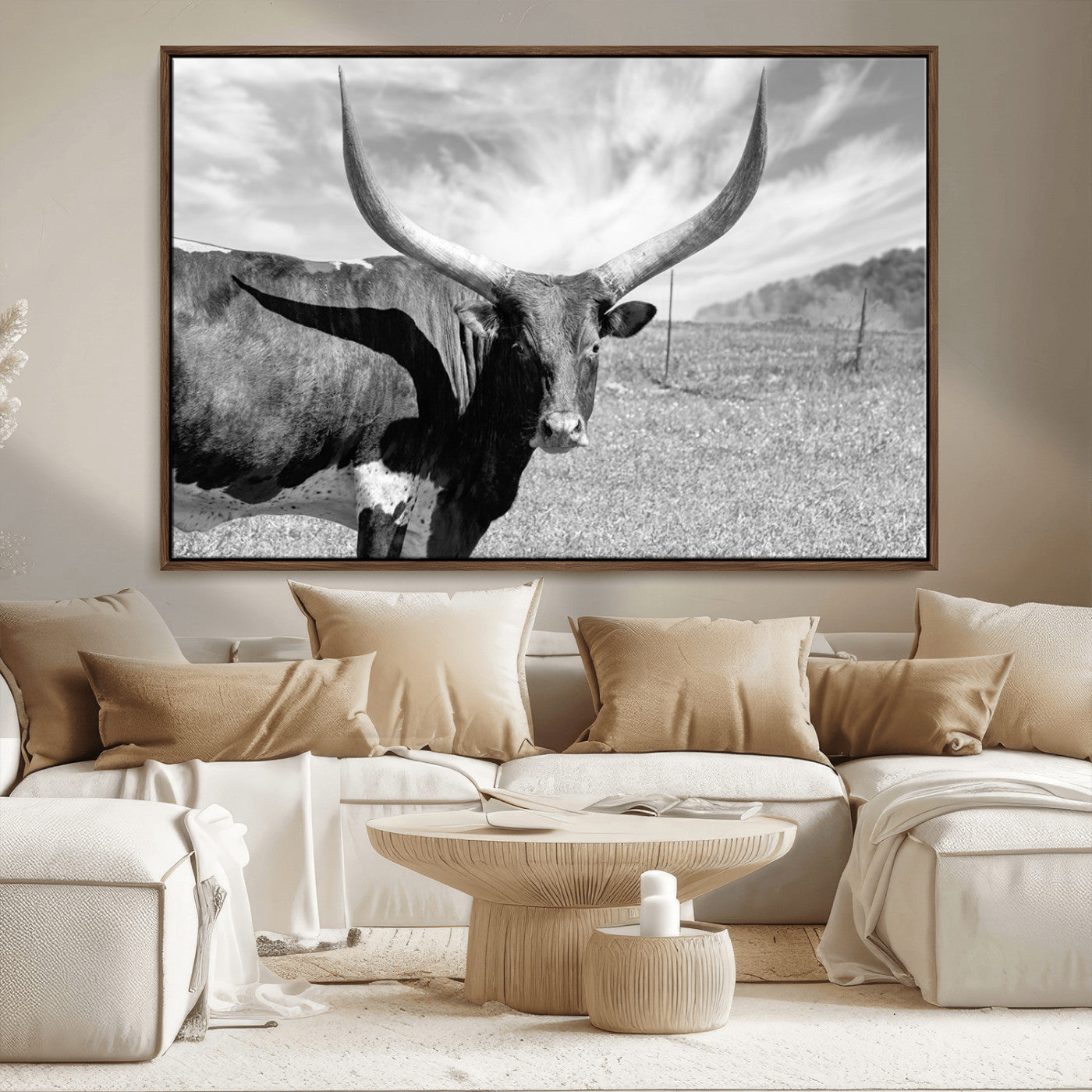 MGV-FC-36X24 - Cattle Wall Art Longhorn Cow Canvas Print