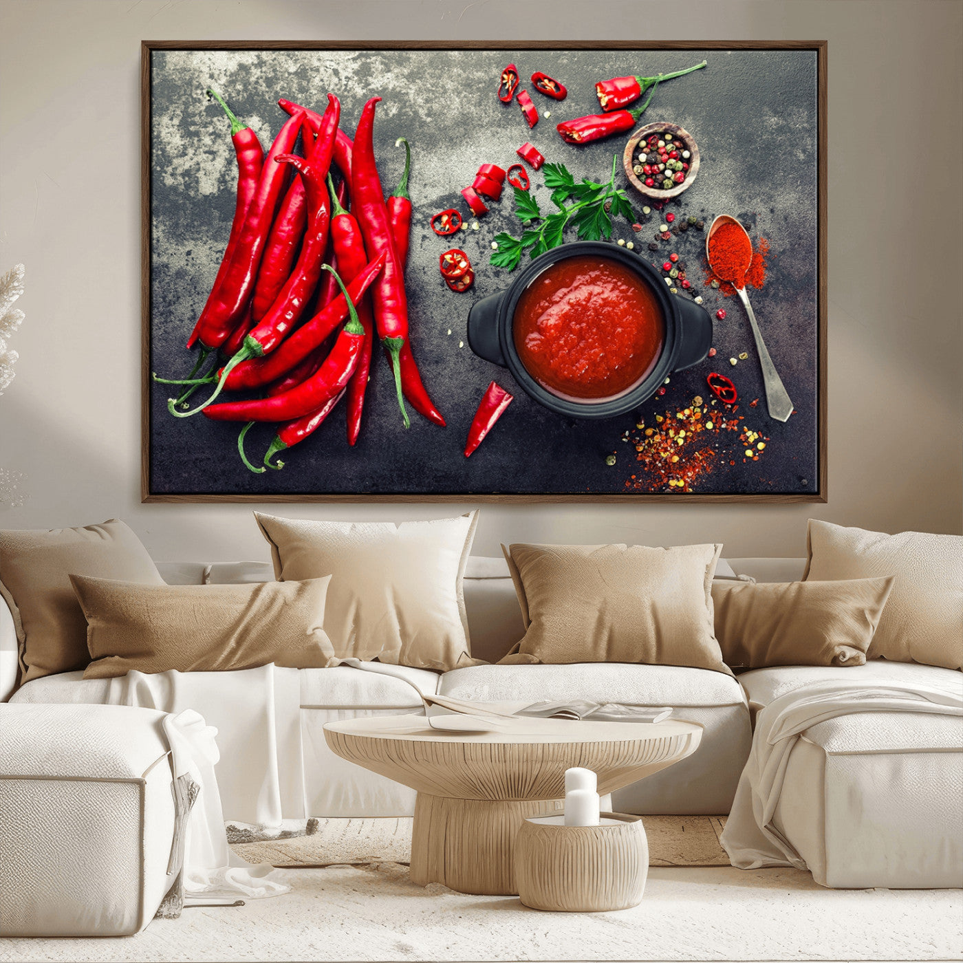 MGV-FC-36X24 - Red Pepper Kitchen and Restaurant Wall Wall Art, Red Pepper Kitchen Wall Decor Canvas Print