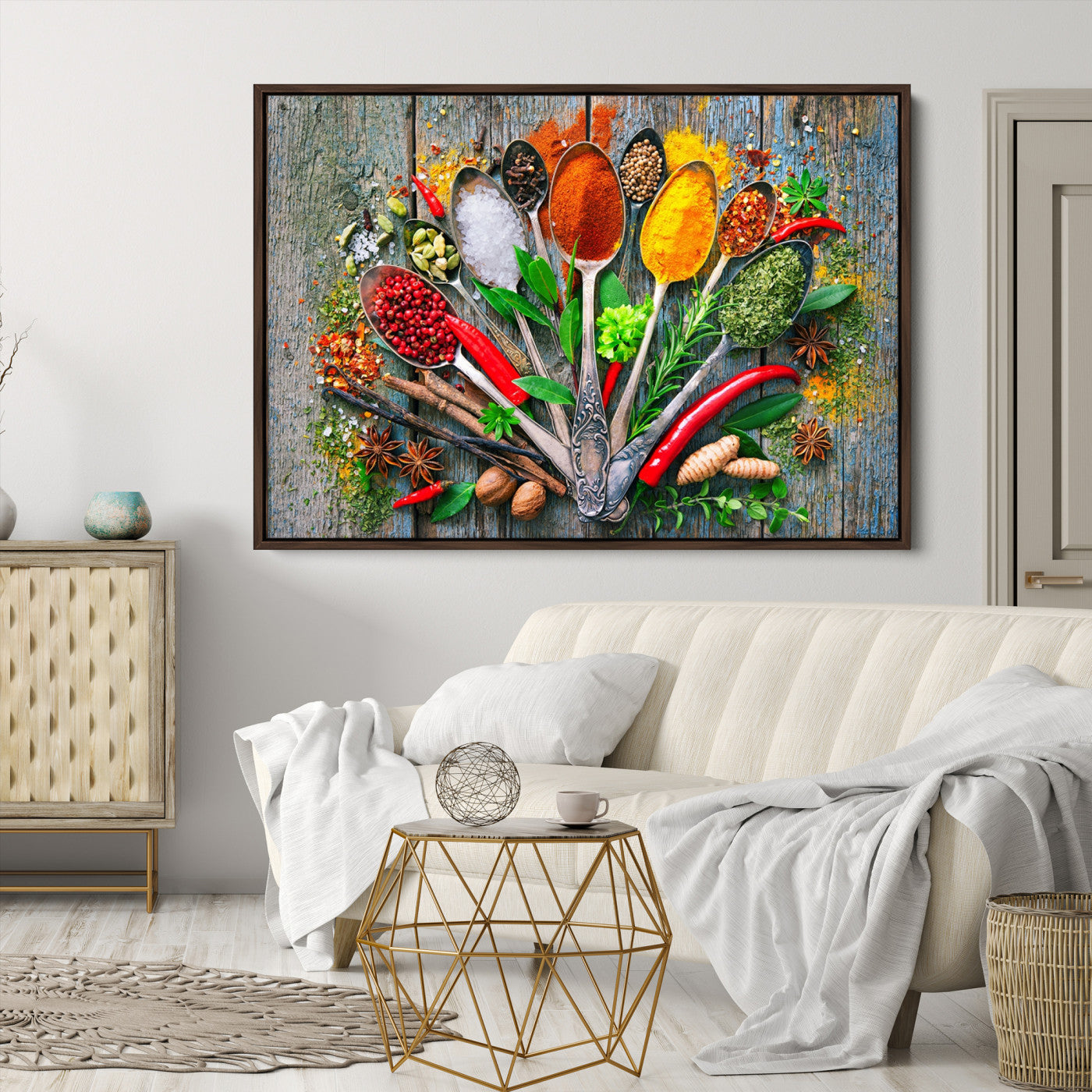 20619-MGV-CV-36X24-Spoonful of Spices Cooking Wall Art Canvas Print - Vibrant Kitchen Decor Triptych – Culinary Art Print for Dining Room or Kitchen – Ready to