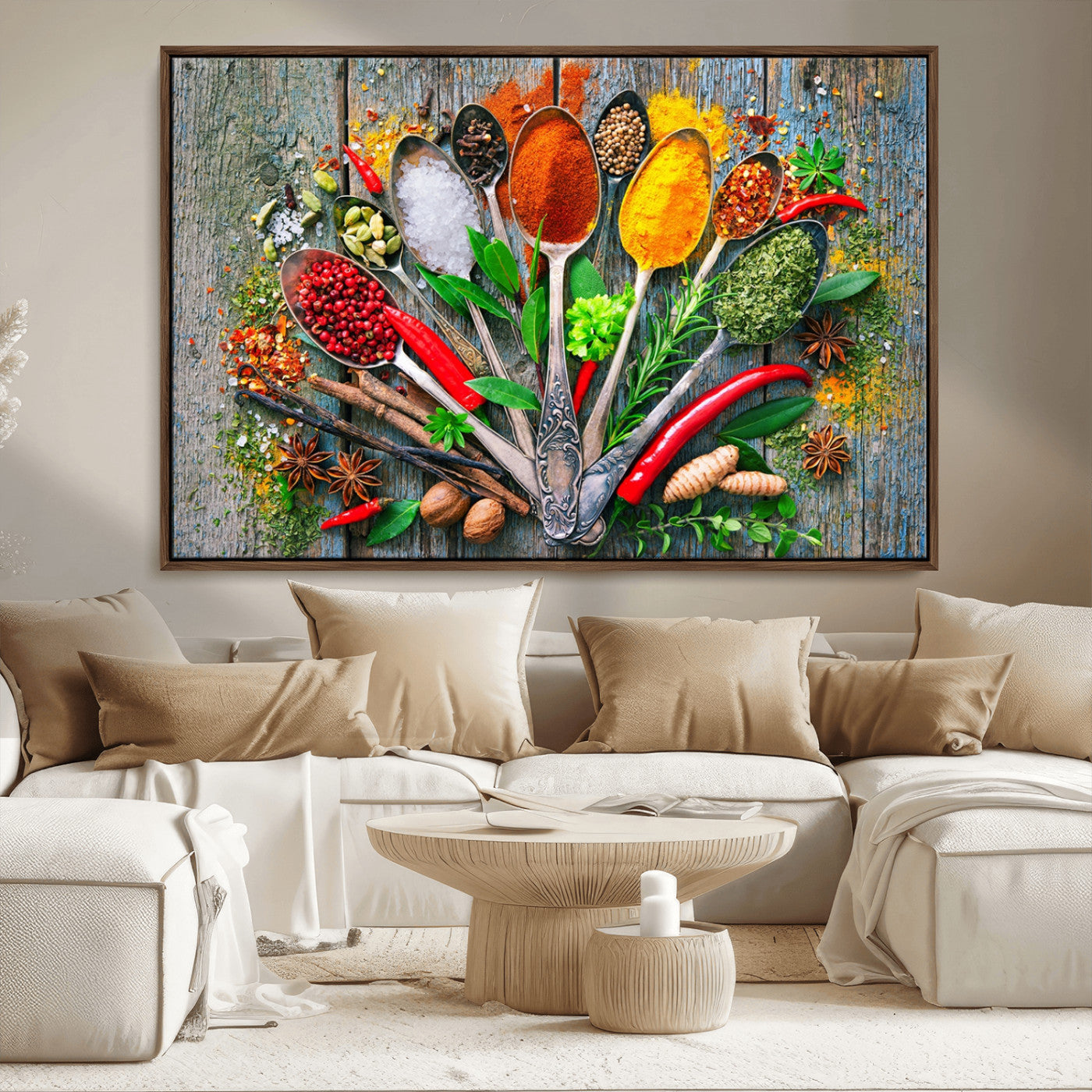 MGV-FC-36X24 - Kitchen Wall Art Print - Spoonful of Spices Cooking Wall Art Canvas Print - Vibrant Kitchen Decor