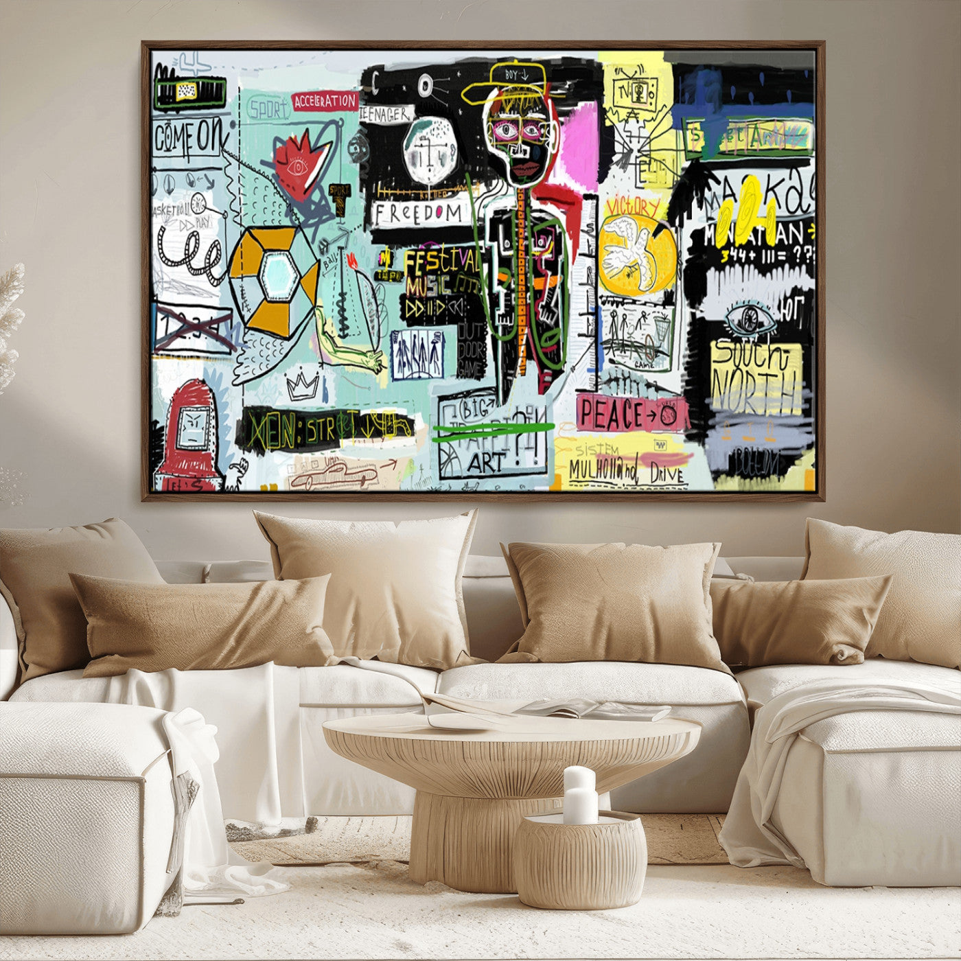 MGV-FC-36X24 - Abstract Graffiti Canvas Street Art-Inspired Graffiti Triptych Canvas – Modern Abstract Wall Art for