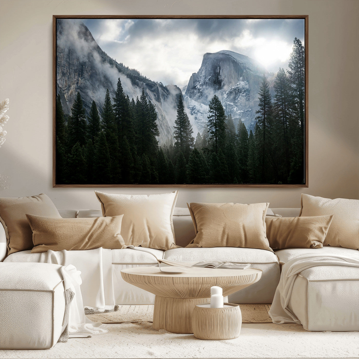 MGV-FC-36X24 - Yosemite National Park El Capitan Foggy Mountain Wall Art | Large Canvas Print for Living Room,
