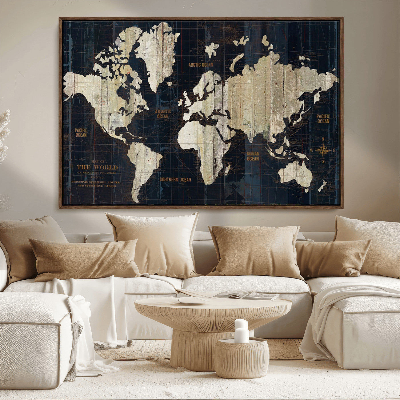 MGV-FC-36X24 - Push Pin World Map Canvas Print – Framed Wall Art for Couples to Track Their Travels – Anniversary
