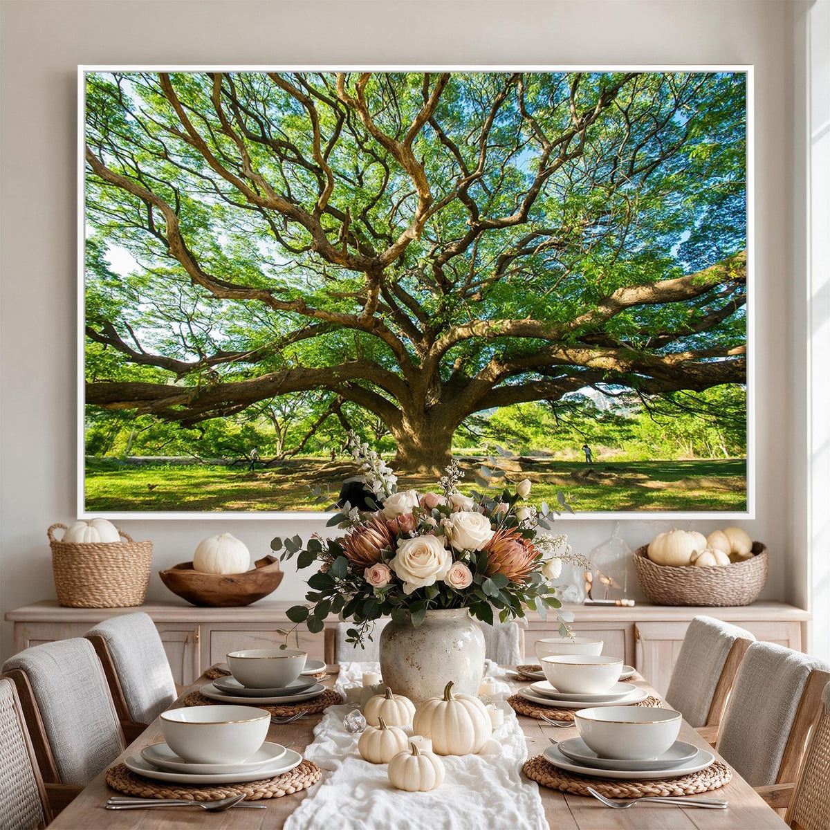 70569-MGV-CV-24X16 - Majestic Oak Tree Wall Art | Serene Nature Canvas Print with Spreading Branches