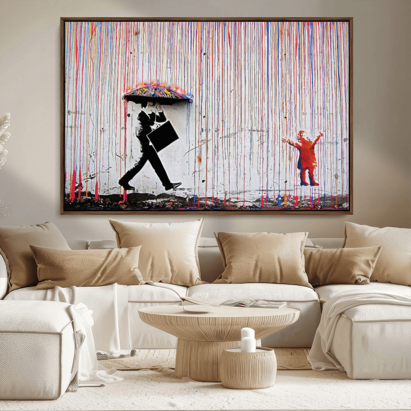 MGV-FC-36X24 - Banksy Wall Art Canvas Print, Framed Graffiti Art Picture Print, Banksy Urban Graffiti Perfect Modern Decor Artwork