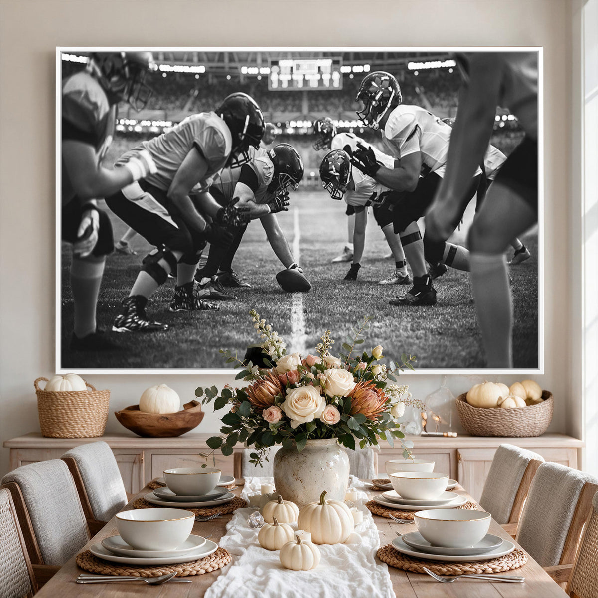 13273-MGV-CV-36X24 - American Football Wall Art Canvas Print Framed Stadium Sport