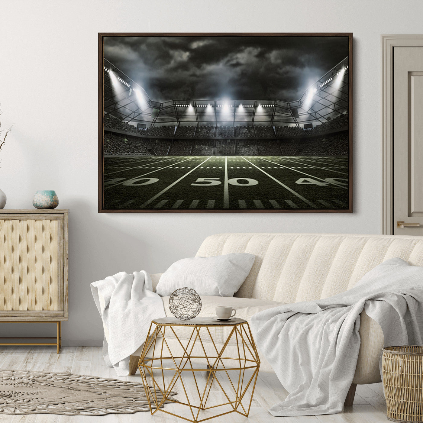 90107-MGV-CV-36X24-American Football Stadium Wall Art Canvas Print, Stadium Sport Wall Art Print