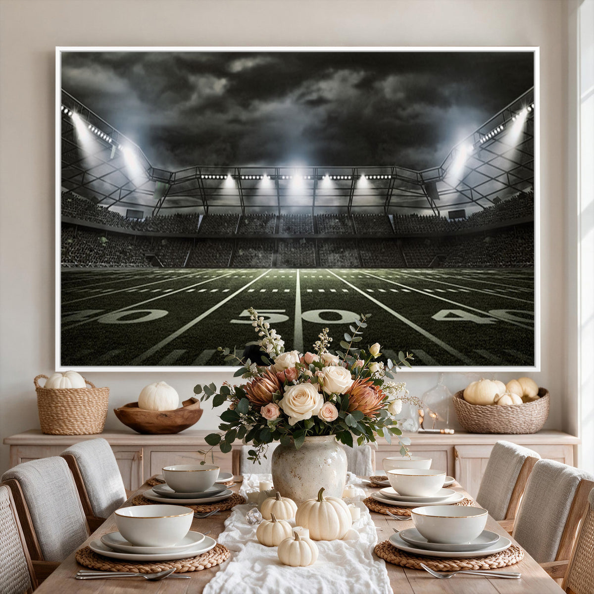 90107-MGV-CV-36X24 - American Football Stadium Wall Art Canvas Print, Stadium Sport Wall Art Print