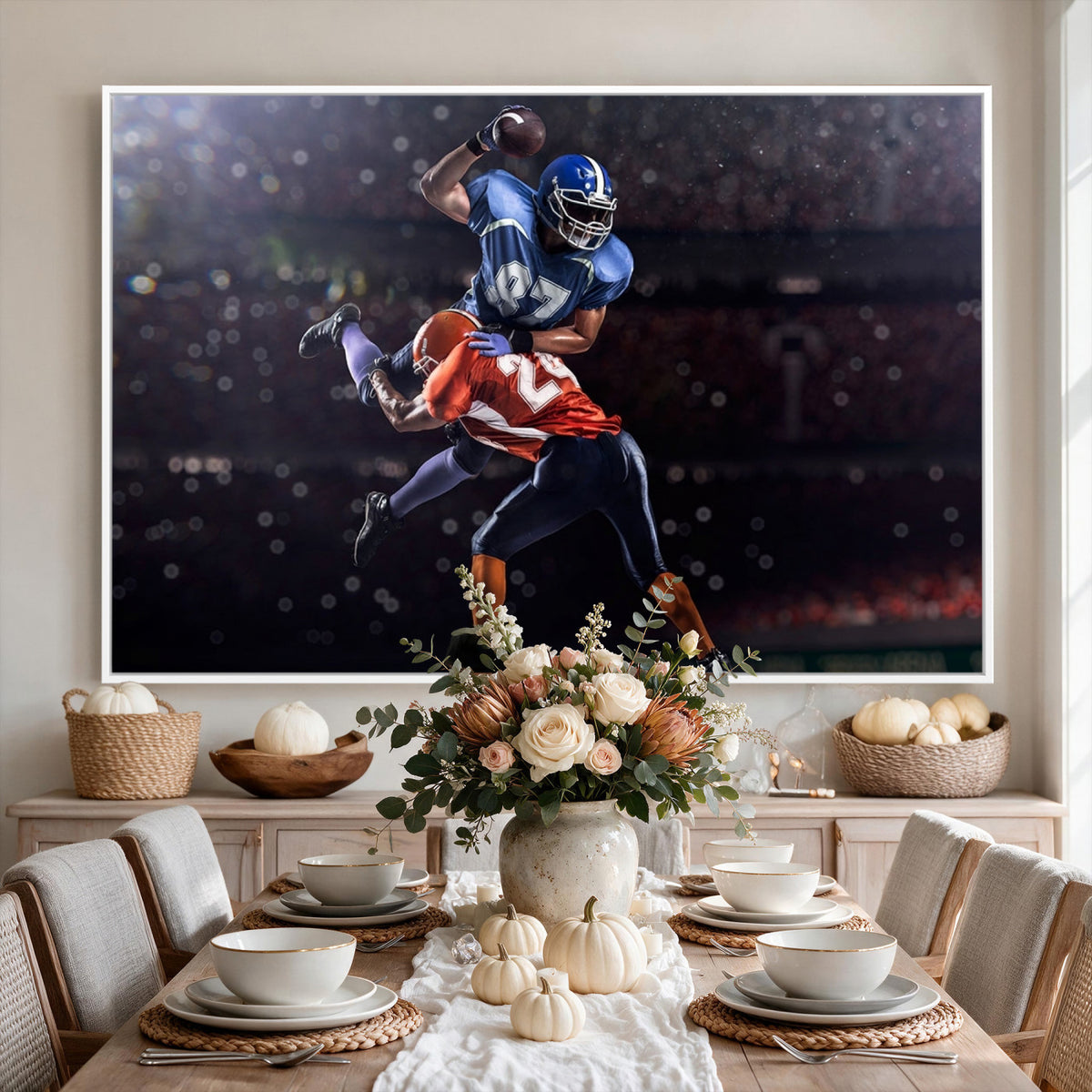 76491-MGV-CV-36X24 - American Football Wall Art Canvas Print, Stadium Sport Wall Art Print