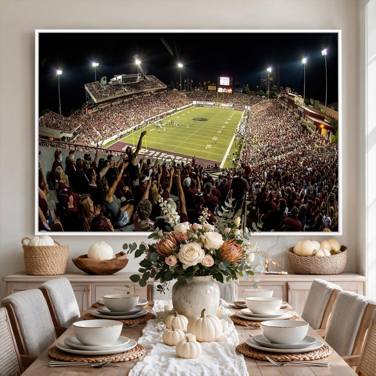 94126-MGV-CV-36X24 - Washington-Grizzly Stadium Canvas Wall Art | Exciting Game Night Atmosphere in Panoramic View