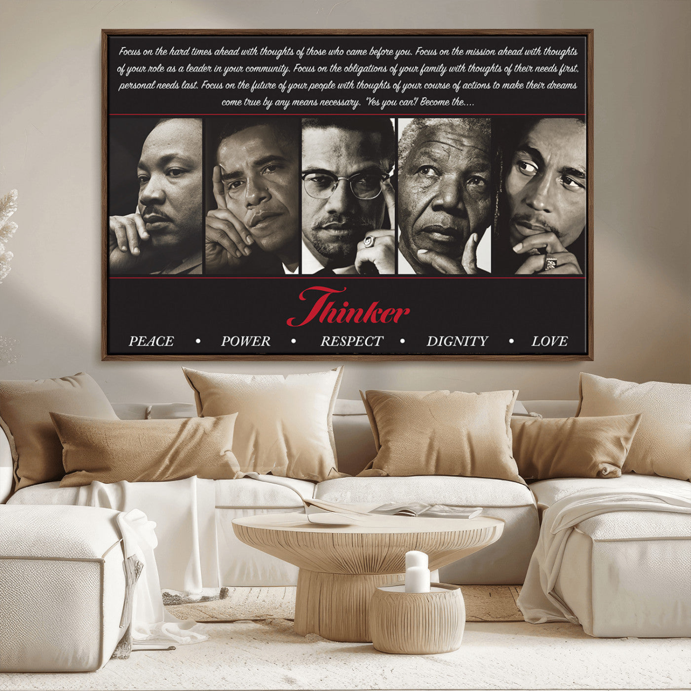 MGV-FC-36X24 - Thinkers of Wall Art Canvas Print - Inspirational Wall Art Featuring Icons of Peace, Power, and