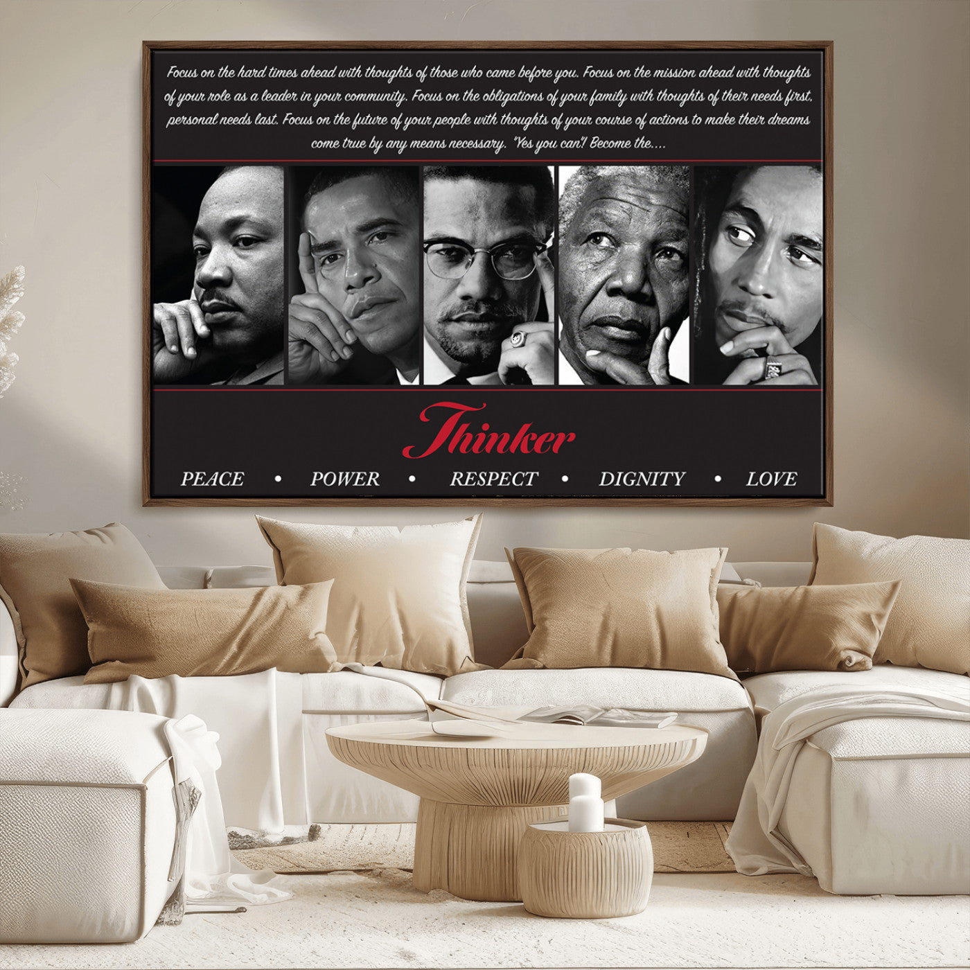 MGV-FC-36X24 - Thinker Peace Power Respect Dignity Wall Art | Thinkers of Changel Wall Art Featuring Icons of