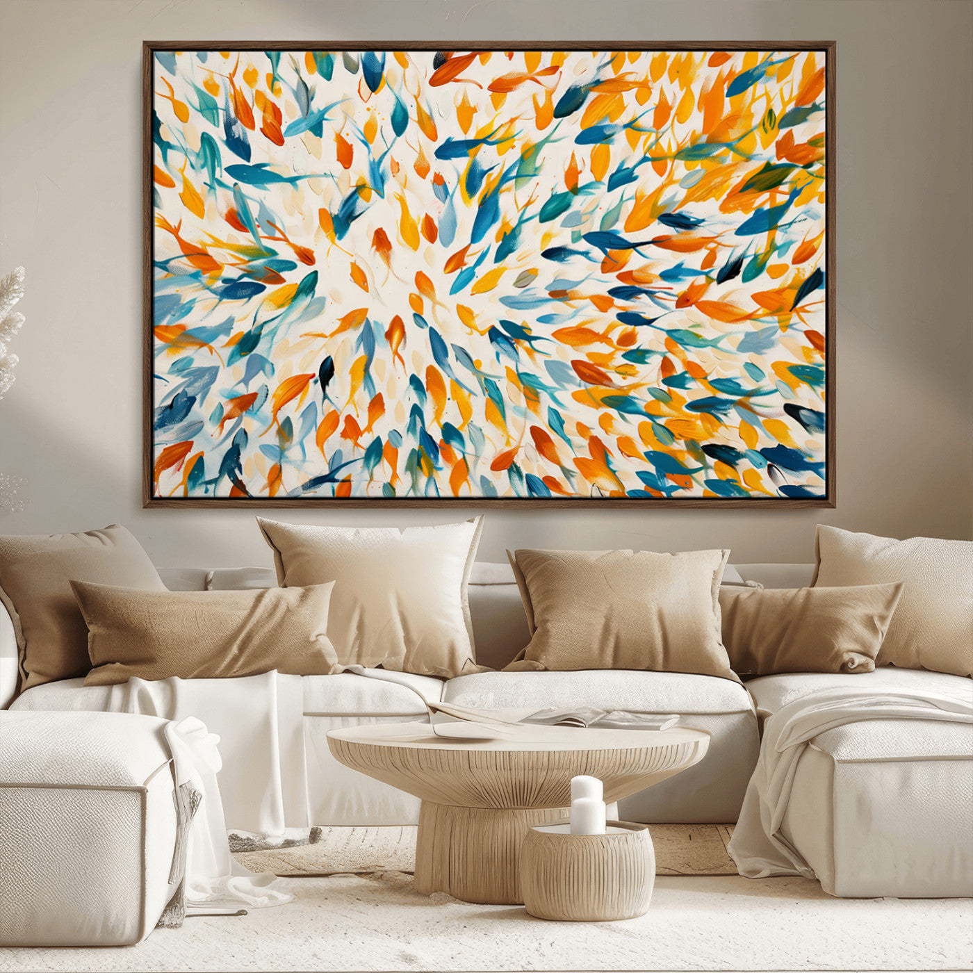 -Colorful Fish Wall Art Print – Abstract Ocean-Inspired Wall Art for Modern Spaces | Framed Canvas,