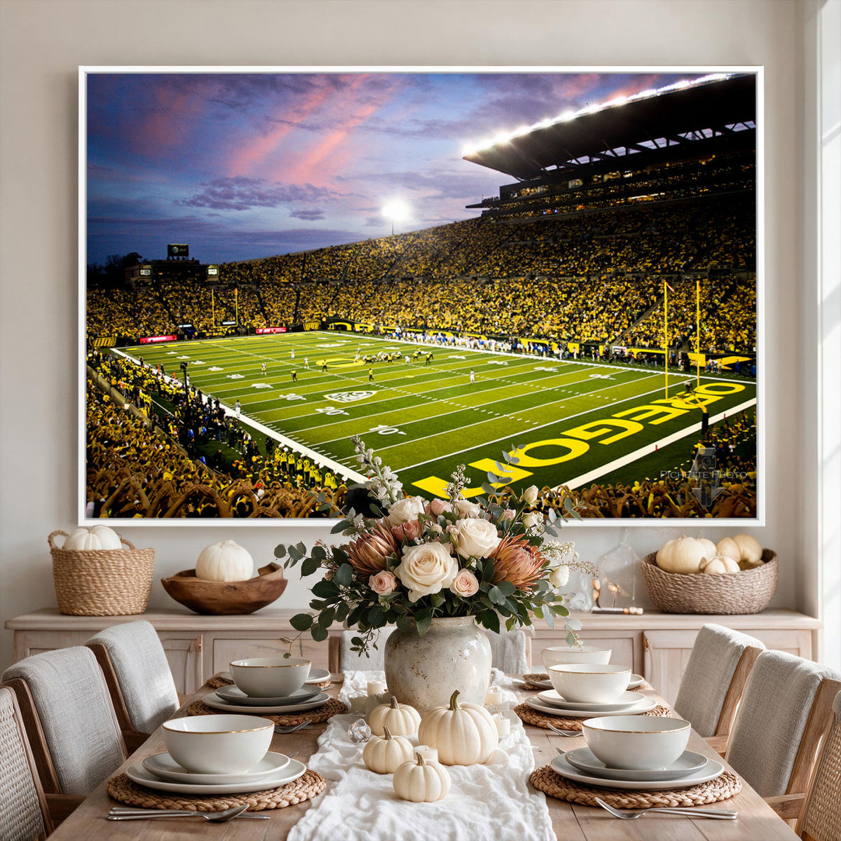 72017-MGV-CV-36X24 - University of Oregon Ducks Football Team Print, Eugene, Framed and Ready to Hang
