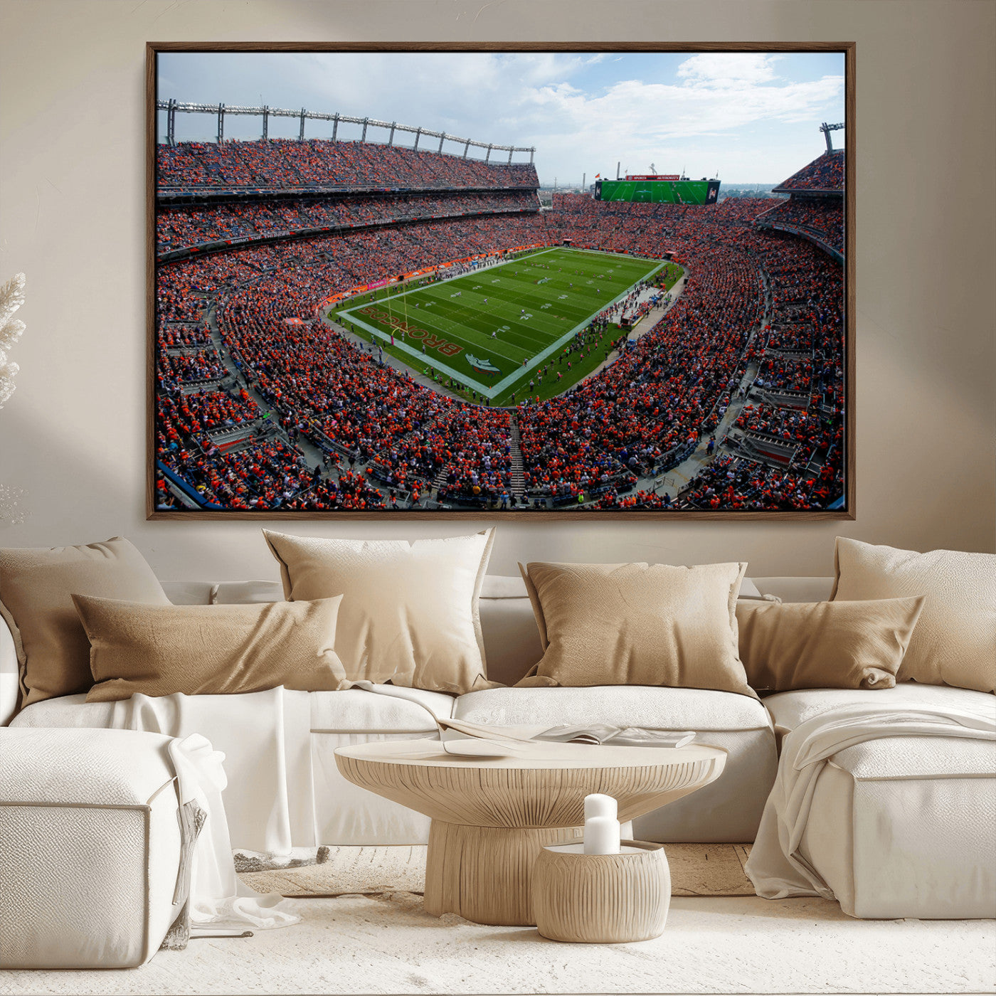 MGV-FC-36X24 - Denver Broncos Football Team Print - Empower Field Mile High Stadium Wall Art Canvas Print
