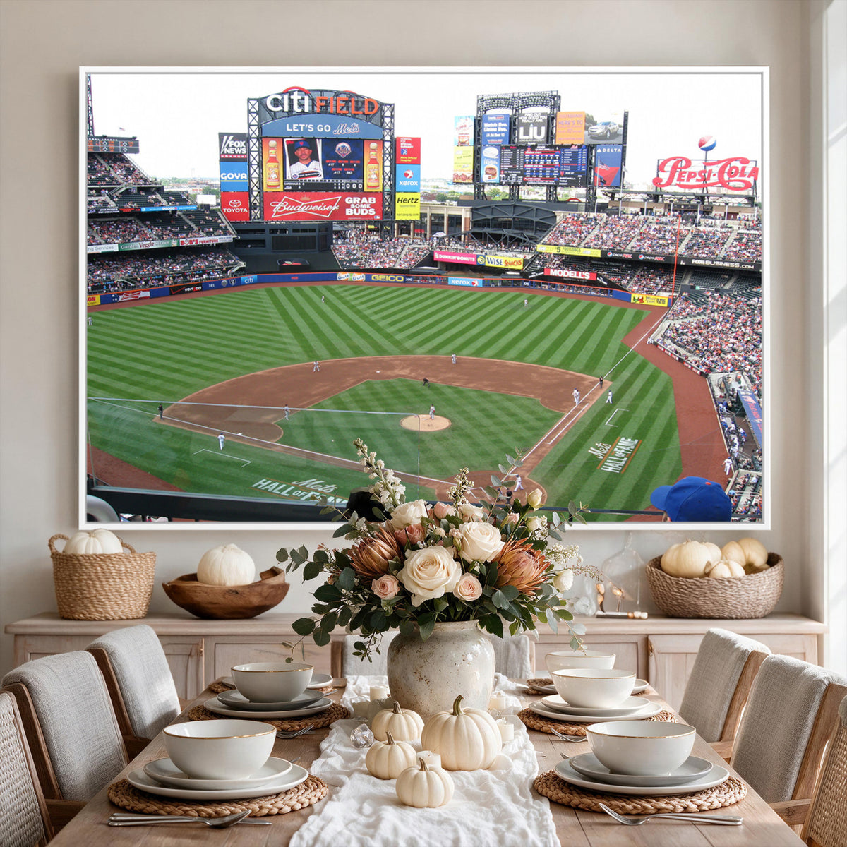 64829-MGV-CV-36X24 - New York Mets Baseball Team Print, Citi Field Baseball Stadium Wall Art