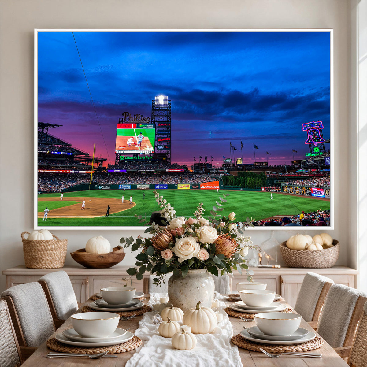 20427-MGV-CV-36X24 - Philadelphia Phillies Baseball Team Print, Citizens Bank Park, Extra Large Game Room Wall Decor