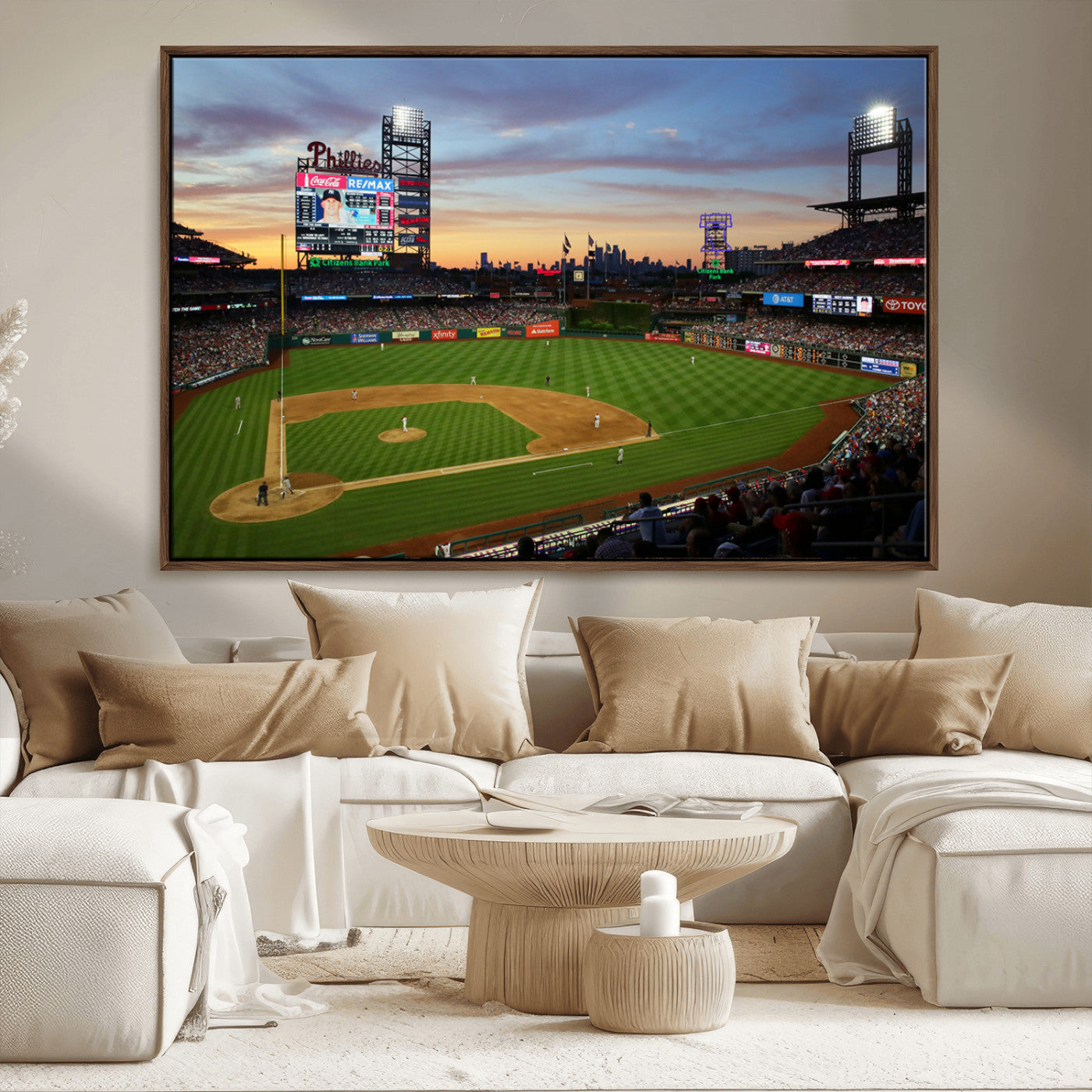 MGV-FC-36X24 - Citizens Bank Park Philadelphia Phillies Wall Art Canvas | 3-Panel Canvas Print of Phillies Stadium