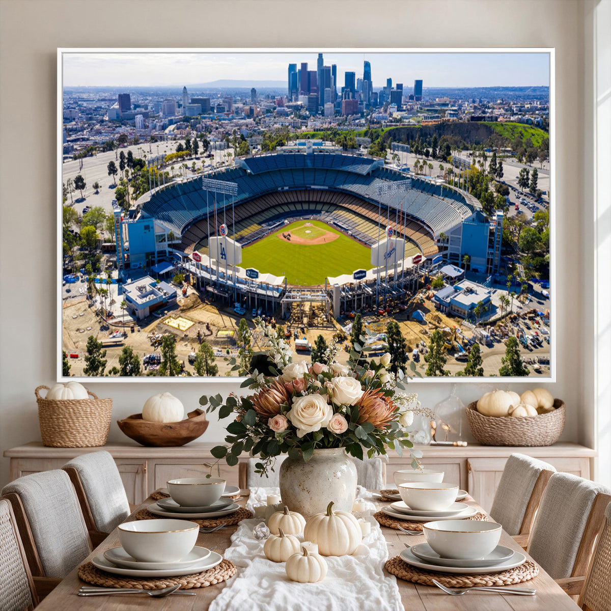 58596-MGV-CV-36X24 - Los Angeles Dodgers Dodger Stadium Wall Art Canvas Print, Extra Large Game Room Wall Decor