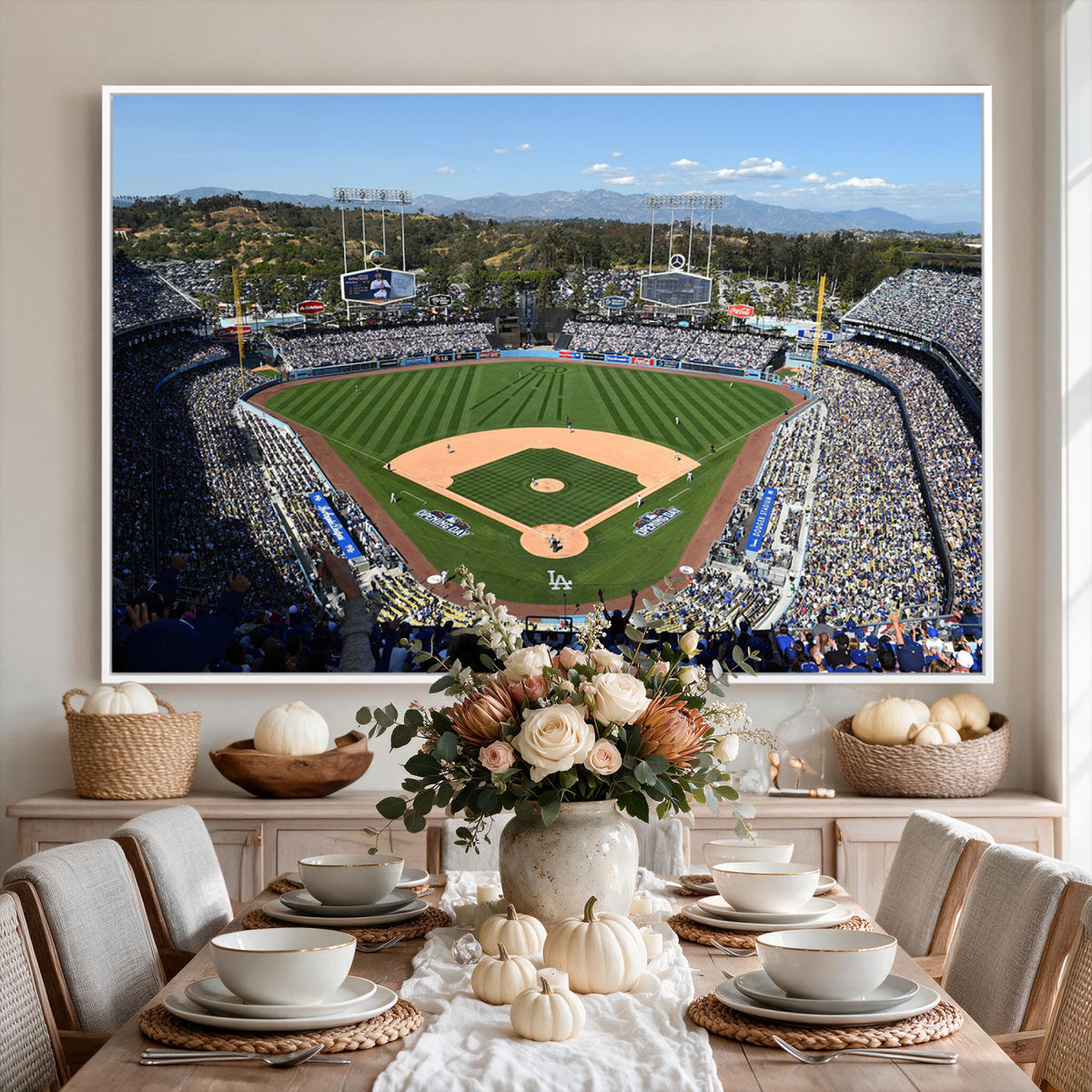 20436-MGV-CV-36X24 - Los Angeles Dodgers Dodger Stadium Wall Art Canvas Print, Framed and Ready to Hang
