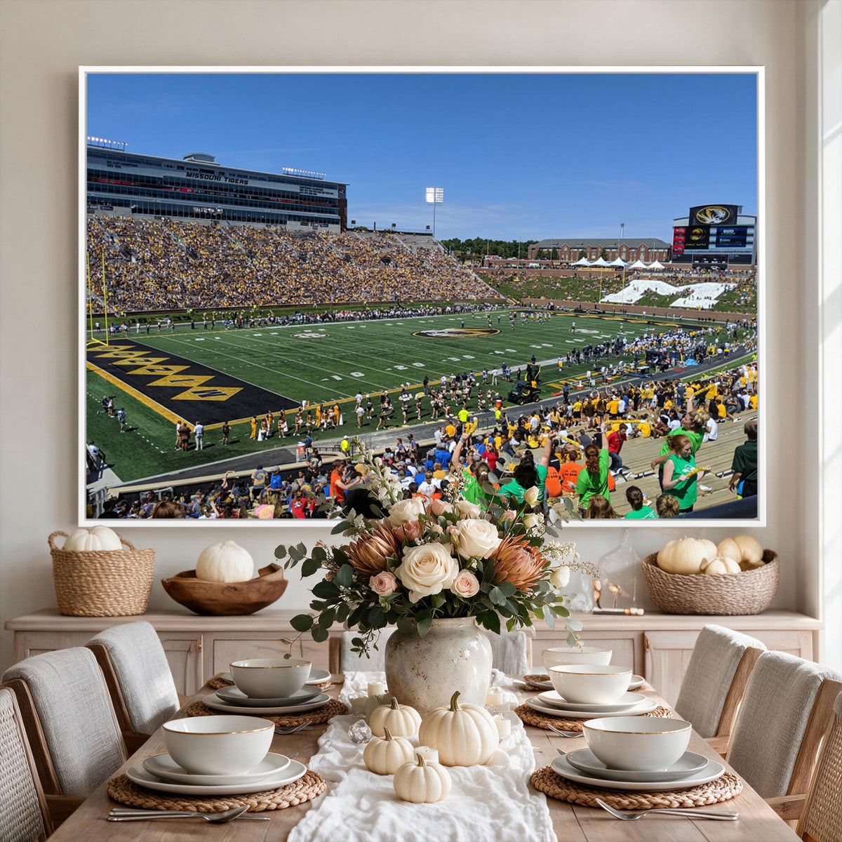 38399-MGV-CV-36X24 - University of Missouri Tigers Football Team Print, Columbia Faurot Field Memorial Stadium Wall Art