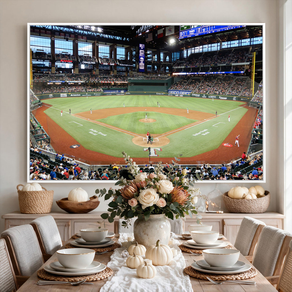 78468-MGV-CV-36X24 - Texas Rangers Baseball Team Print, Arlington Globe Life Field Stadium Wall Art