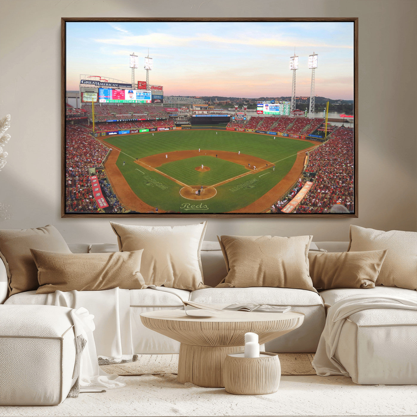 MGV-FC-36X24 - Cincinnati Reds Baseball Print Canvas- Cincinnati Great American Ball Park Stadium Wall Art Canvas
