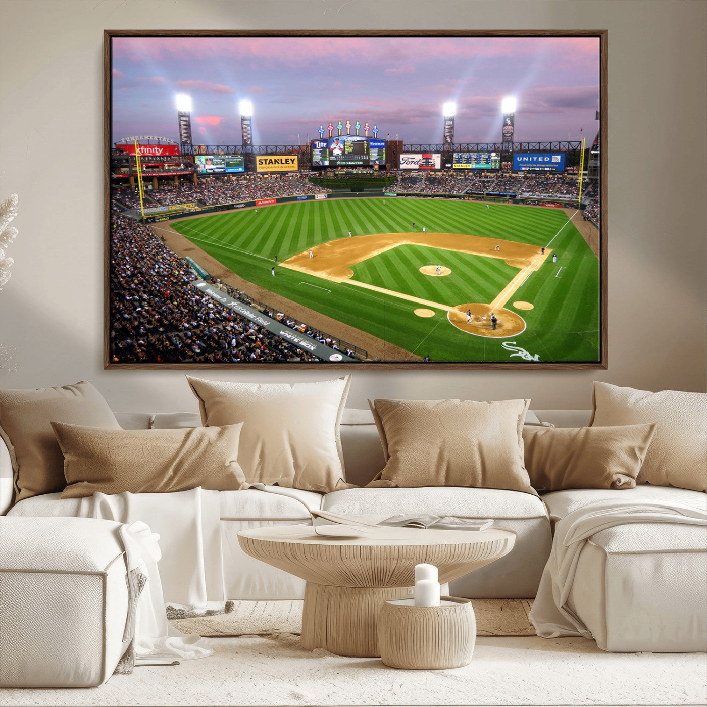 MGV-FC-36X24 - Chicago White Sox Baseball Team Print Canvas- Guaranteed Rate Field Stadium Wall Art Canvas Print
