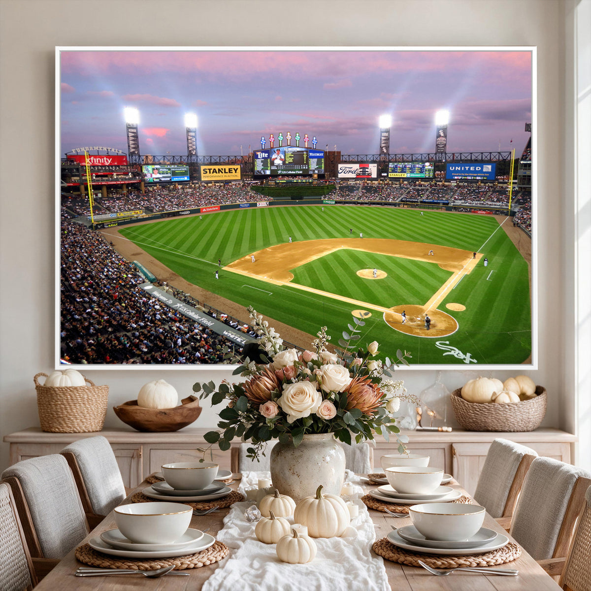 38470-MGV-CV-36X24 - Chicago White Sox Baseball Team Print Canvas, Guaranteed Rate Field Stadium Wall Art