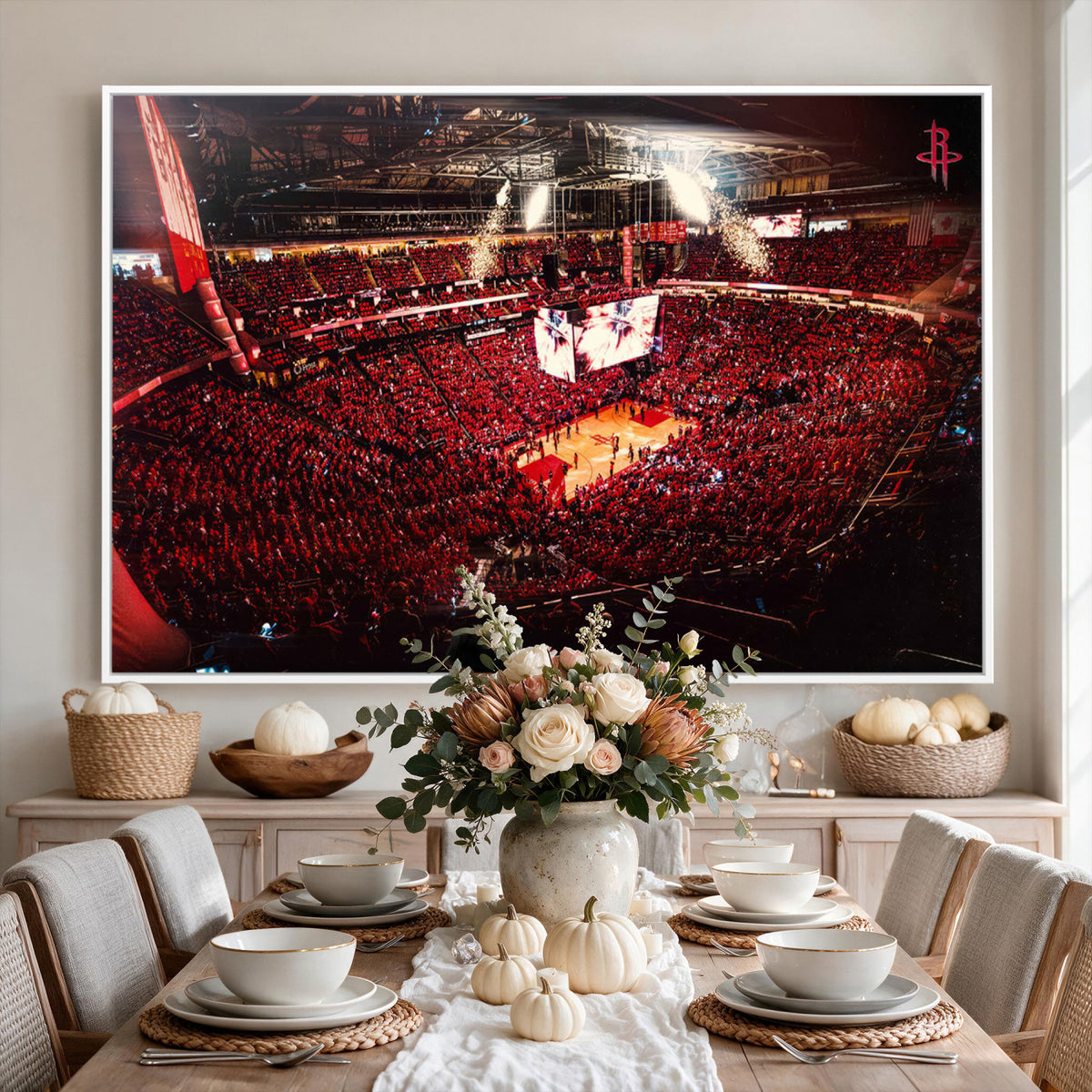 91527-MGV-CV-36X24 - Houston Rockets Basketball Team Print Canvas, Houston Toyota Center Arena Wall Art