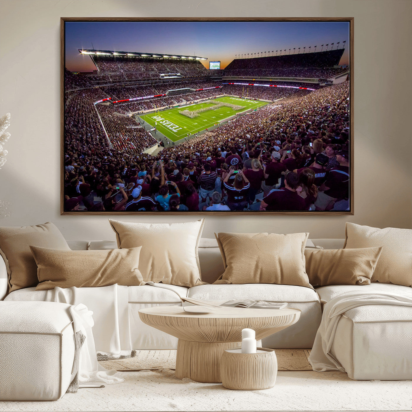 MGV-FC-36X24 - Texas A&M University Aggies Football Team Print - College Station Kyle Field Stadium Wall Art Canvas