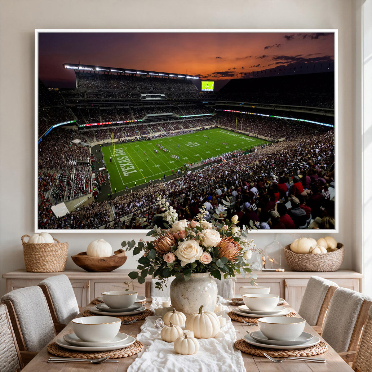45603-MGV-CV-36X24 - Texas A&M Aggies Football Team Print, College Station Kyle Field Stadium Canvas Wall Art