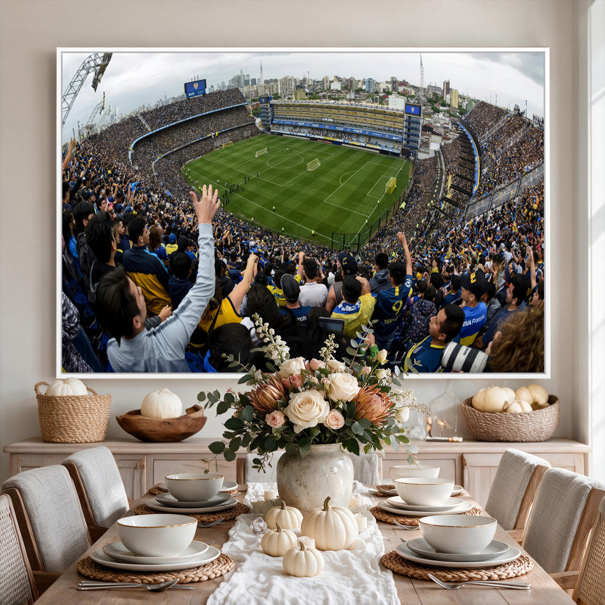 23173-MGV-CV-36X24 - Boca Juniors Soccer Team Print, Buenos Aires Bombonera, Framed and Ready to Hang