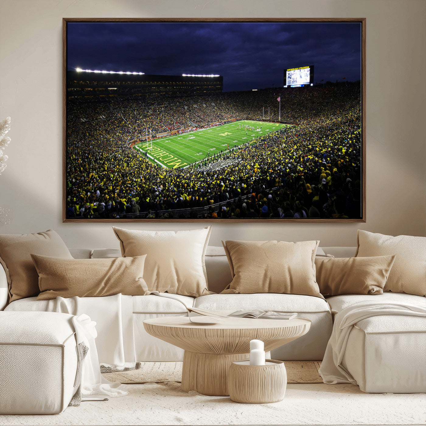 MGV-FC-36X24 - Michigan Wolverines Football Canvas Wall Decor, Football Team Print - Ann Arbor Michigan Stadium