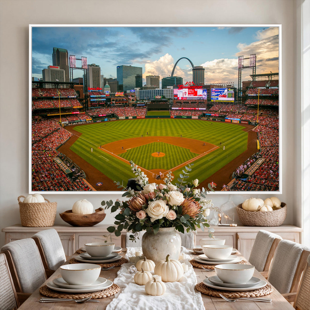 34054-MGV-CV-36X24 - St. Louis Cardinals Baseball Team Print, Busch Stadium Wall Art, Framed and Ready to Hang