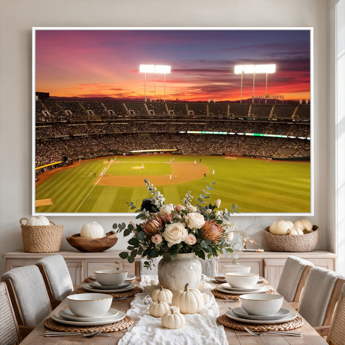 73718-MGV-CV-36X24 - Oakland Athletics Baseball Team Print, Oakland Coliseum