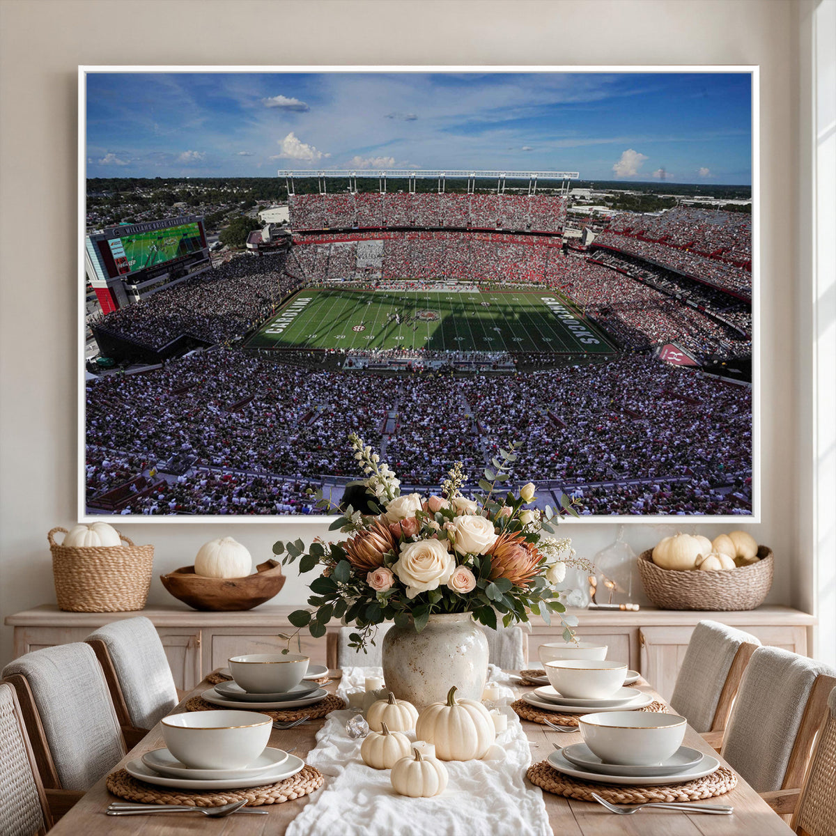 83382-MGV-CV-36X24 - South Carolina Gamecocks Football Team Print, Columbia Williams-Brice Stadium Wall Art