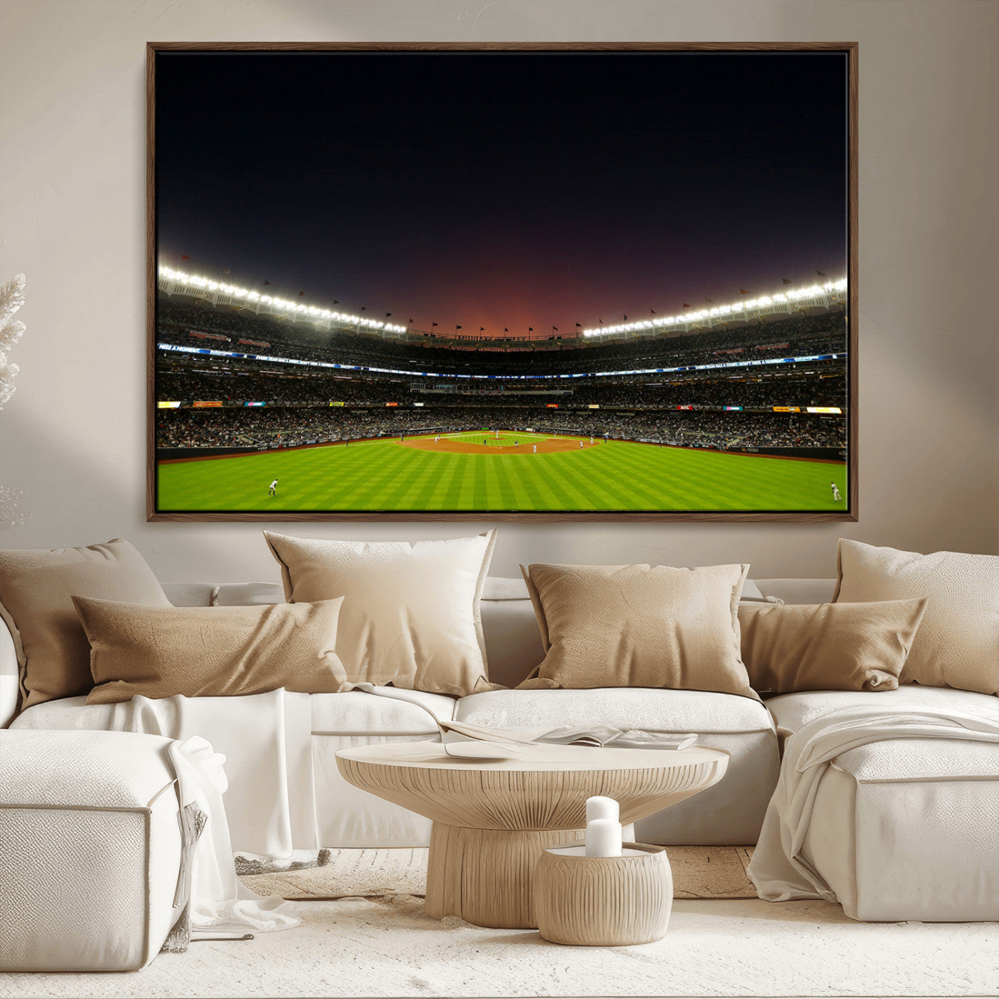 MGV-FC-36X24 - Yankee Stadium Night Game Triple Canvas, Yankee Stadium Canvas Wall Art - New York Yankees MLB Match