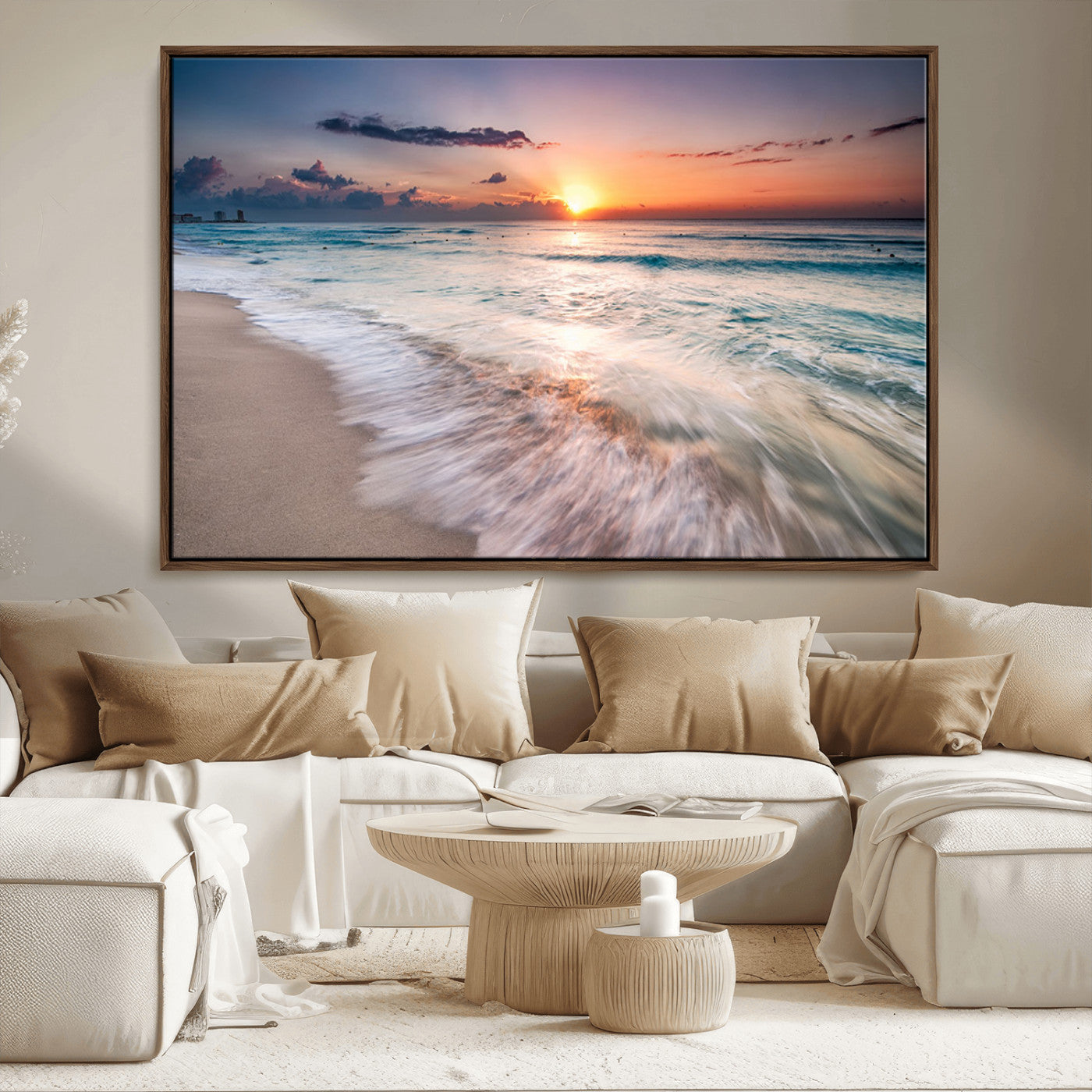 MGV-FC-36X24 - Sunset Beach Wall Art – Soothing Coastal Landscape, Ready to Hang for Tranquil Home Decor