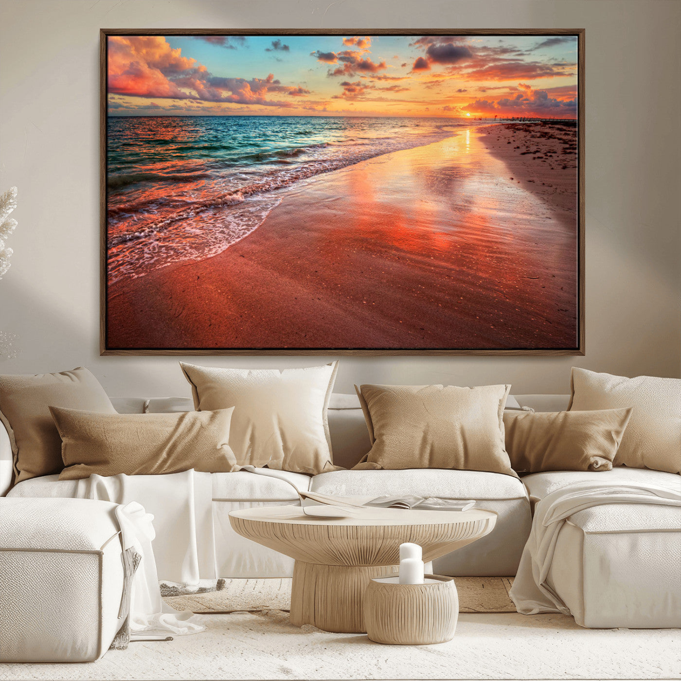 MGV-FC-36X24 - Sunset Beach Wall Art | Ocean Canvas Print | Coastal Wall Art | Tranquil Sunset Canvas Print