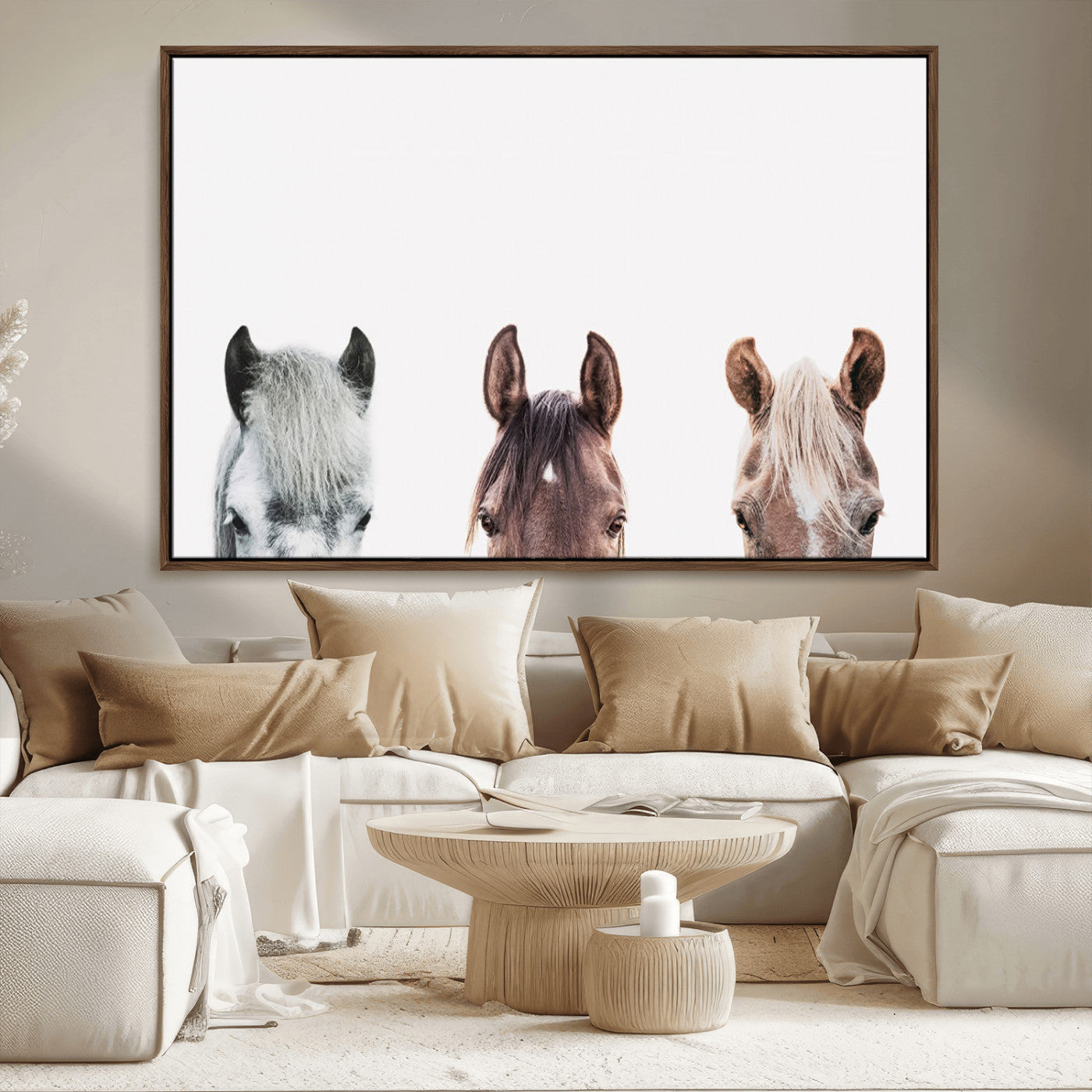 MGV-FC-36X24 - Horse Wall Art - Minimalist Horse Triptych Wall Art – Modern 3-Panel Giclée Canvas Featuring Horse