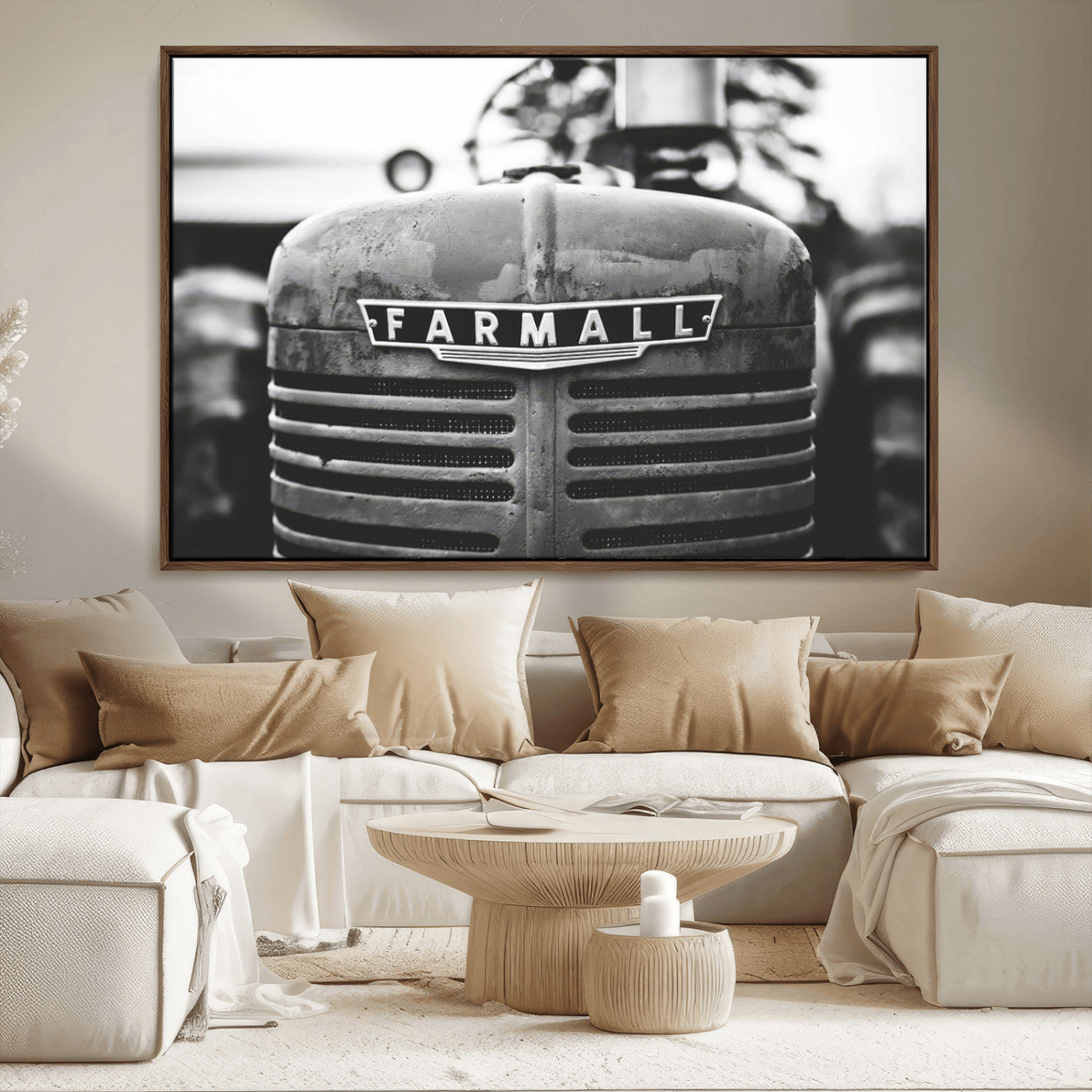 MGV-FC-36X24 - Vintage Farmall Tractor Wall Art Canvas Print, Rustic Farmhouse Decor Ready to Hang