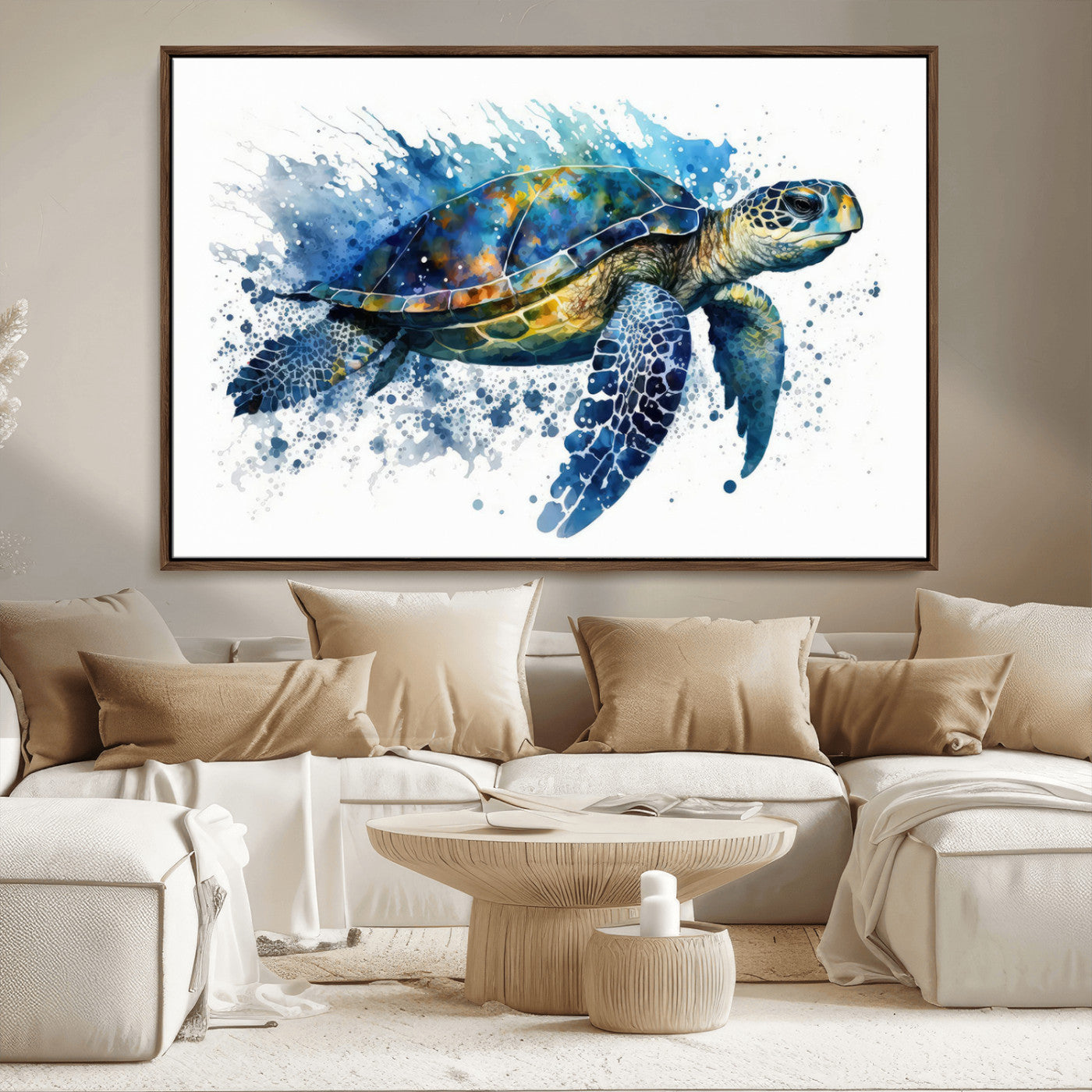 MGV-FC-36X24 - Watercolor Turtle Wall Art Canvas Print for Decoration