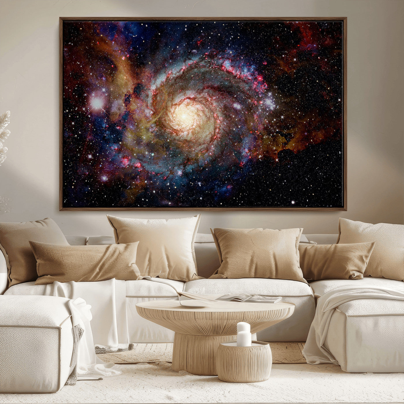 MGV-FC-36X24 - Nebula and Galaxies in Space Wall Art Canvas Print, Spiral Galaxy Wall Art Canvas Print