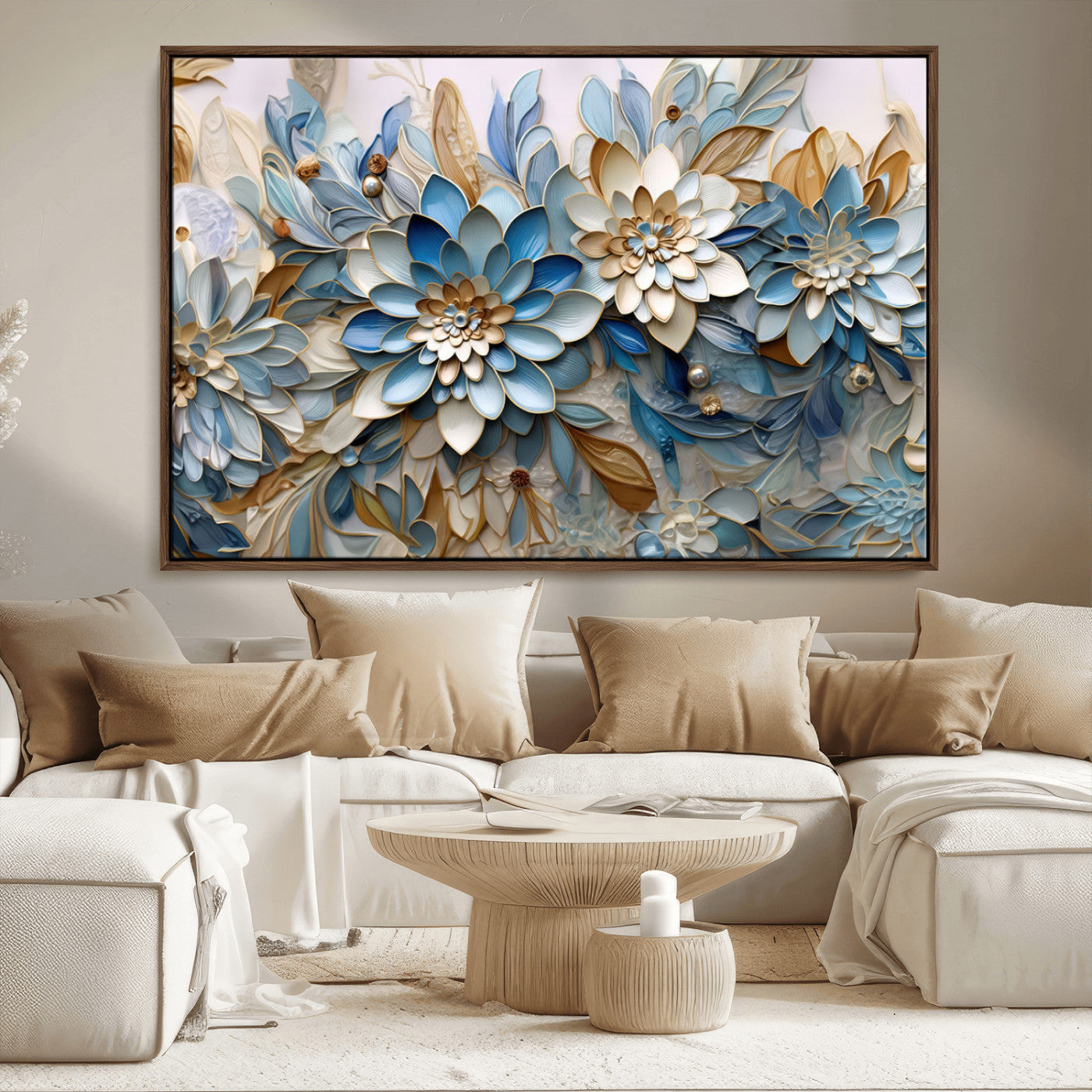 MGV-FC-36X24 - Blu Abstract Flower Wall Art Canvas Print