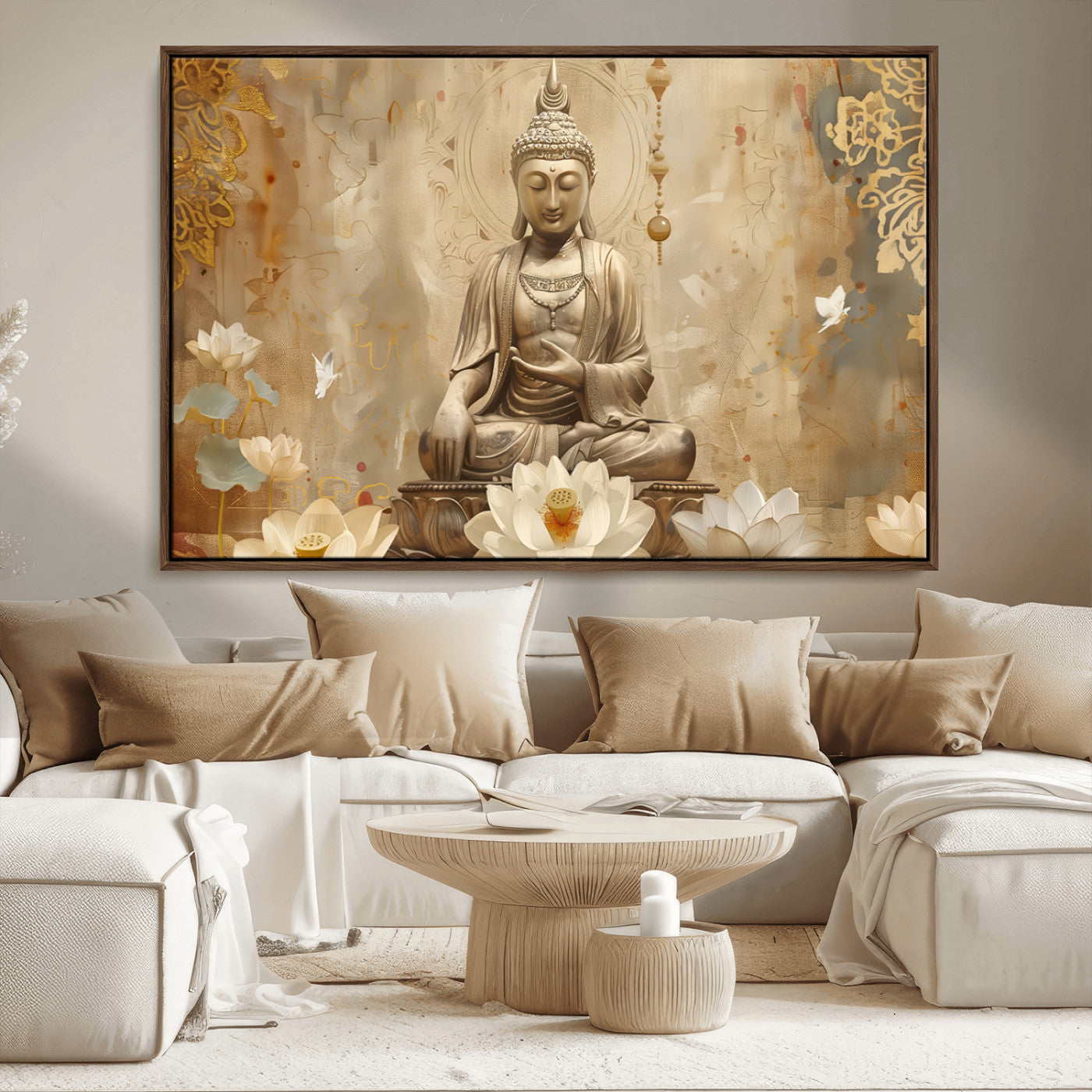 MGV-FC-36X24 - Buddha Wall Art Canvas Print, Buddha Meditation Room Decor, Yoga Room Wall Decor